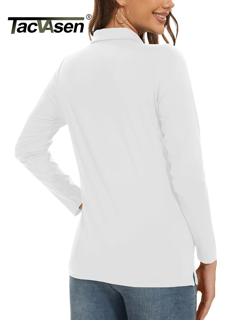 TACVASEN UPF 50+ Golf Polos Shirts Womens Quick Dry Long Sleeve Polo T-shirts Outdoor Traning Hiking T Shirt Pullover Tops