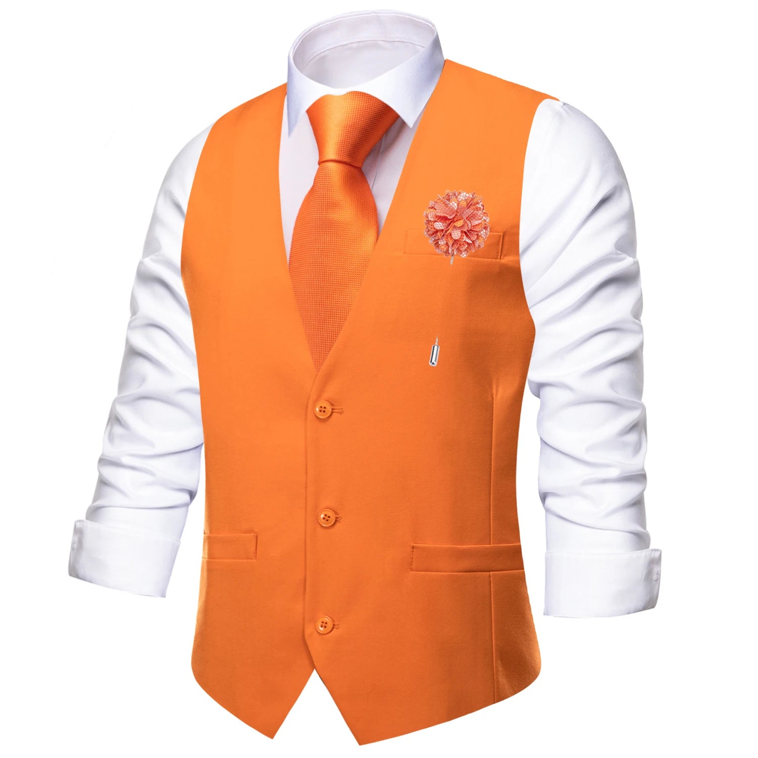 Hi-Tie Sky Blue Men's Silk Vest New Solid Slim Waistcoat Neck Tie Hanky Cufflinks Brooch Set for Men Suit Wedding Party Designer