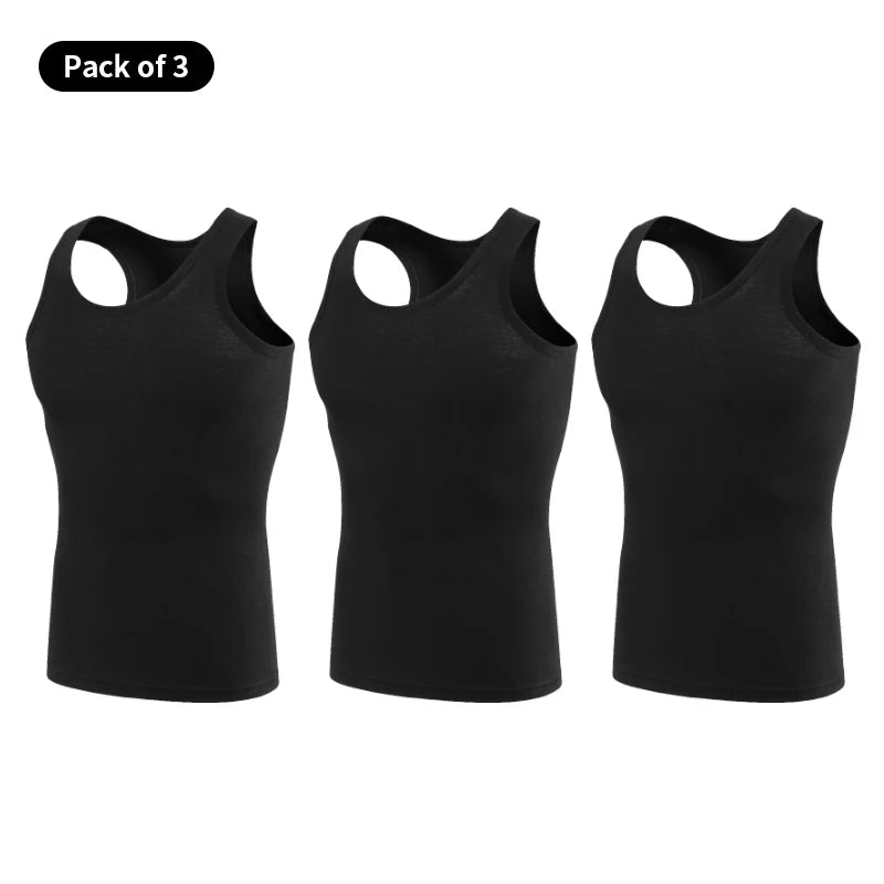 3/5 Pcs European plus-size men's cotton Joker vest loose plus-size youth fitness sleeveless round neck middle-aged hypertrophy T