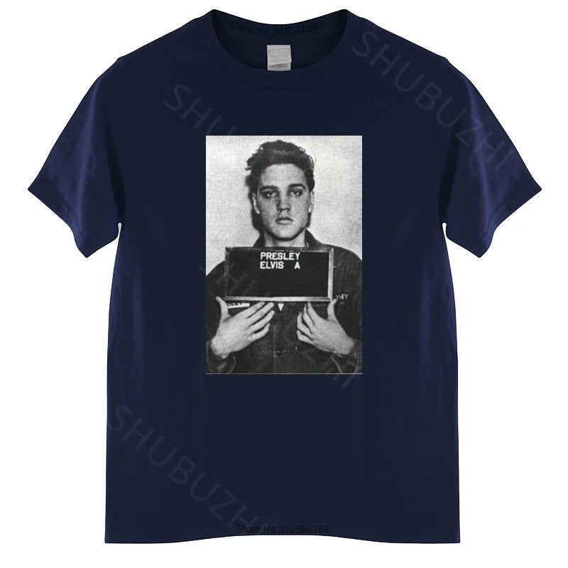Authentic Presley Mug Shot Arrested Jail Photo Picture T-shirt men cotton tshirt summer brand Tee-shirt