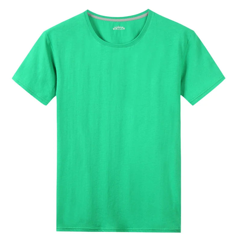 Summer New Men's 100% Cotton T-Shirt Solid Color Soft Touch Fabric Men's Basic Tops Tees Casual Men Clothing Fashion Tops Tees