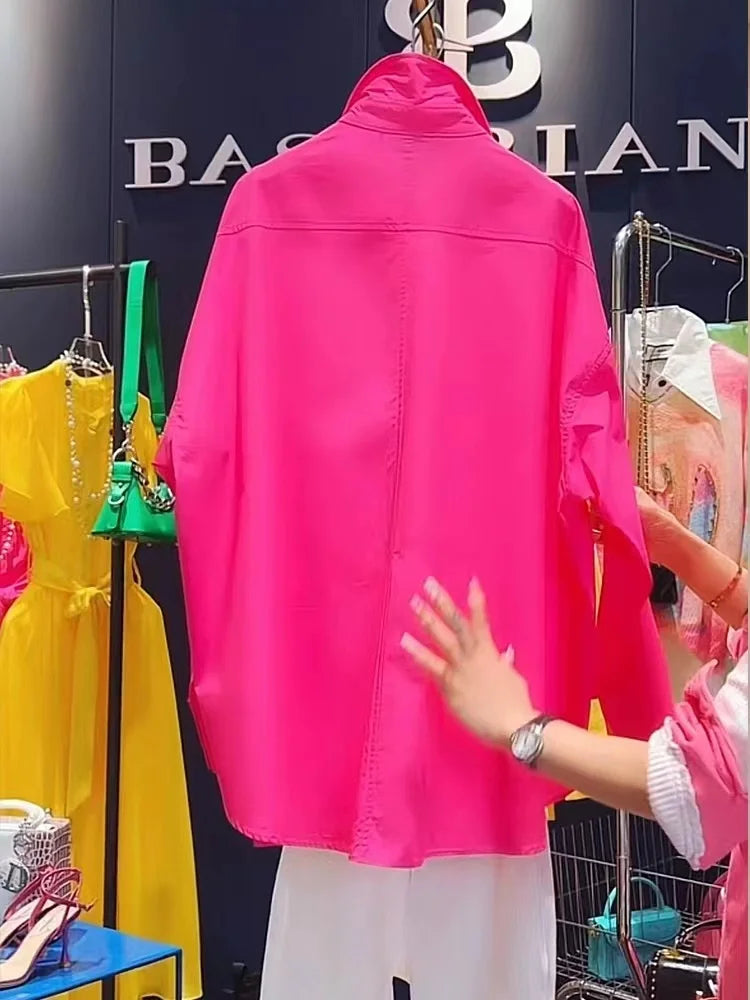 Loose Casual Oversized Cotton Mid-length Shirts and Blouses For Women's Clothing Sales Elegant Top Woman 2024 Spring