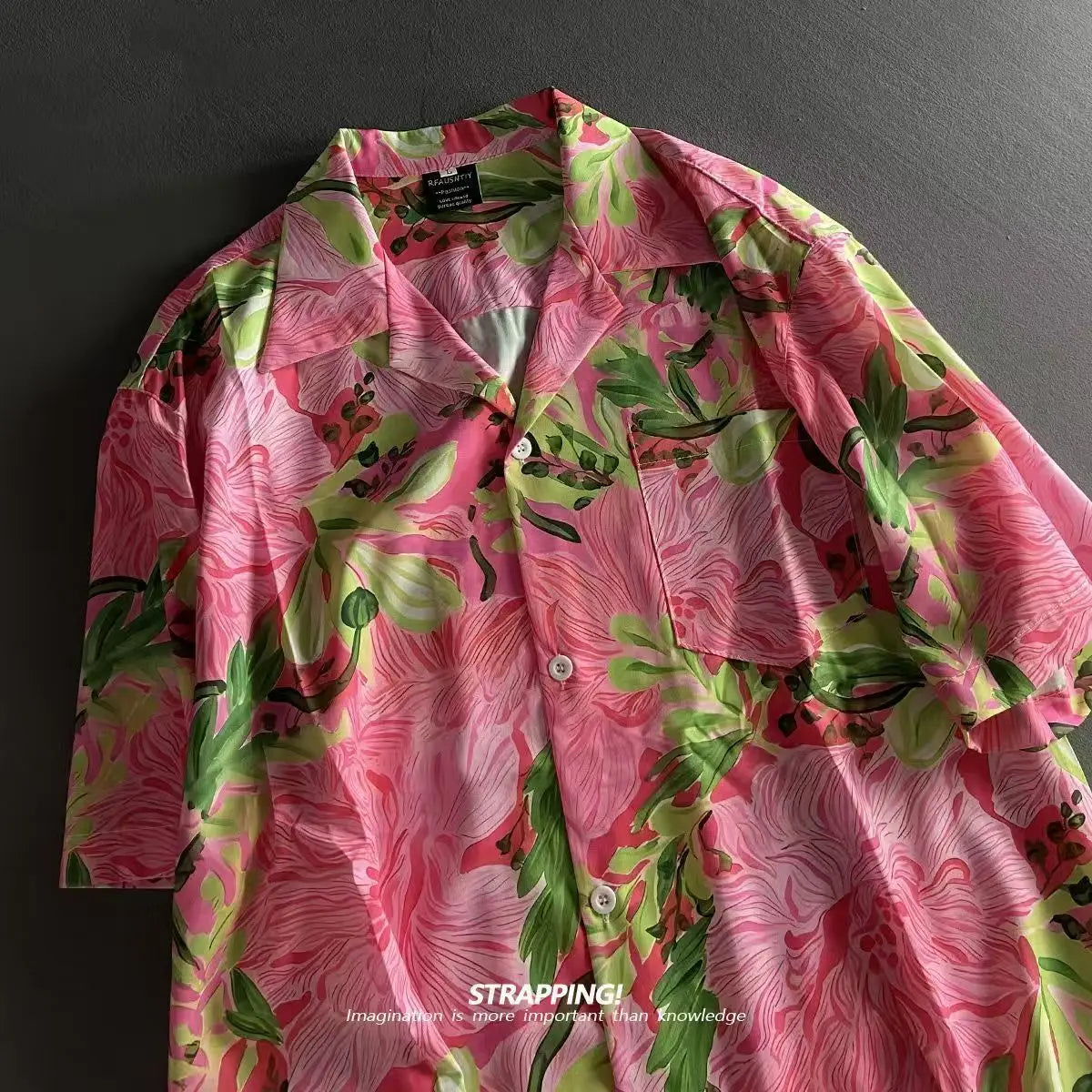 Pink Graffiti Floral Cuban Collar Hawaiian Shirts Women and Men Short Sleeve Button Up Vintage Beach Blusas Vocation Summer 2025