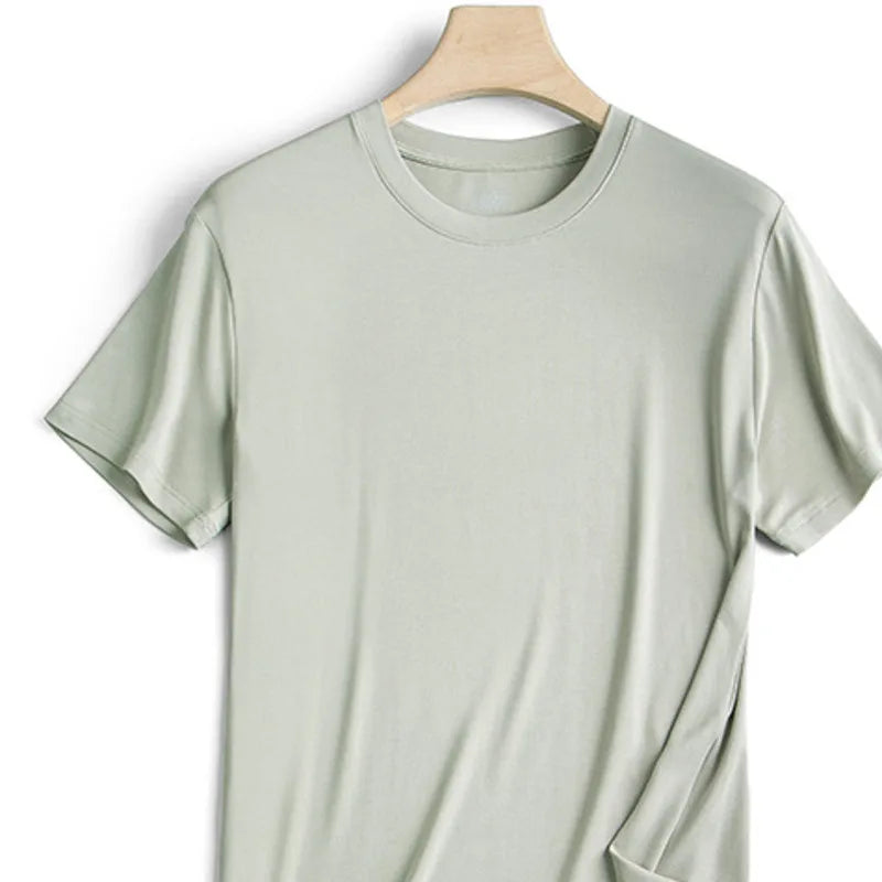 94% Modal 6% Spandex Summer Short Sleeve T-shirt Men Crew Neck Solid Color Casual Underwear Brand High Quality Mens Clothing New