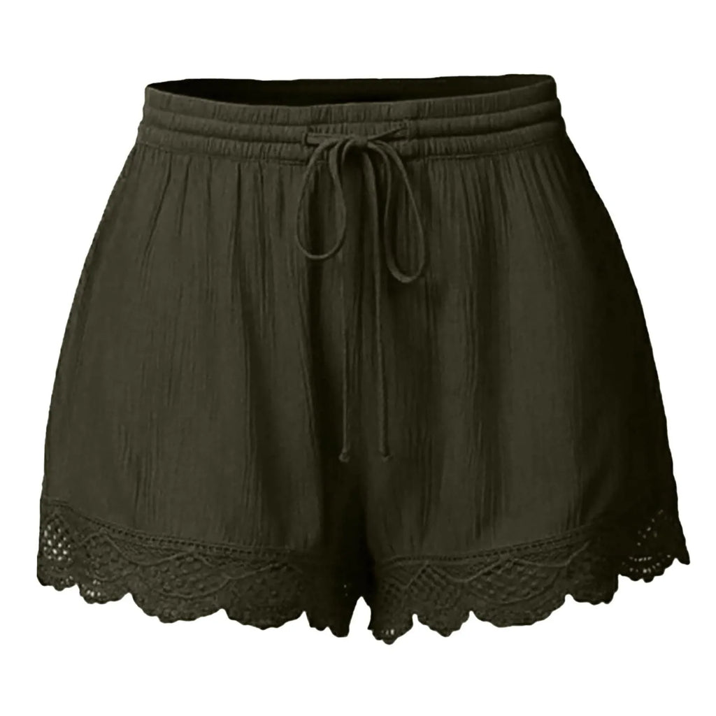 Women Lace Up Shorts Summer Casual Elastic Waist Wide Leg Sweat Fitness Running Short 2024 High Quality Thick Fabric Mini Shorts