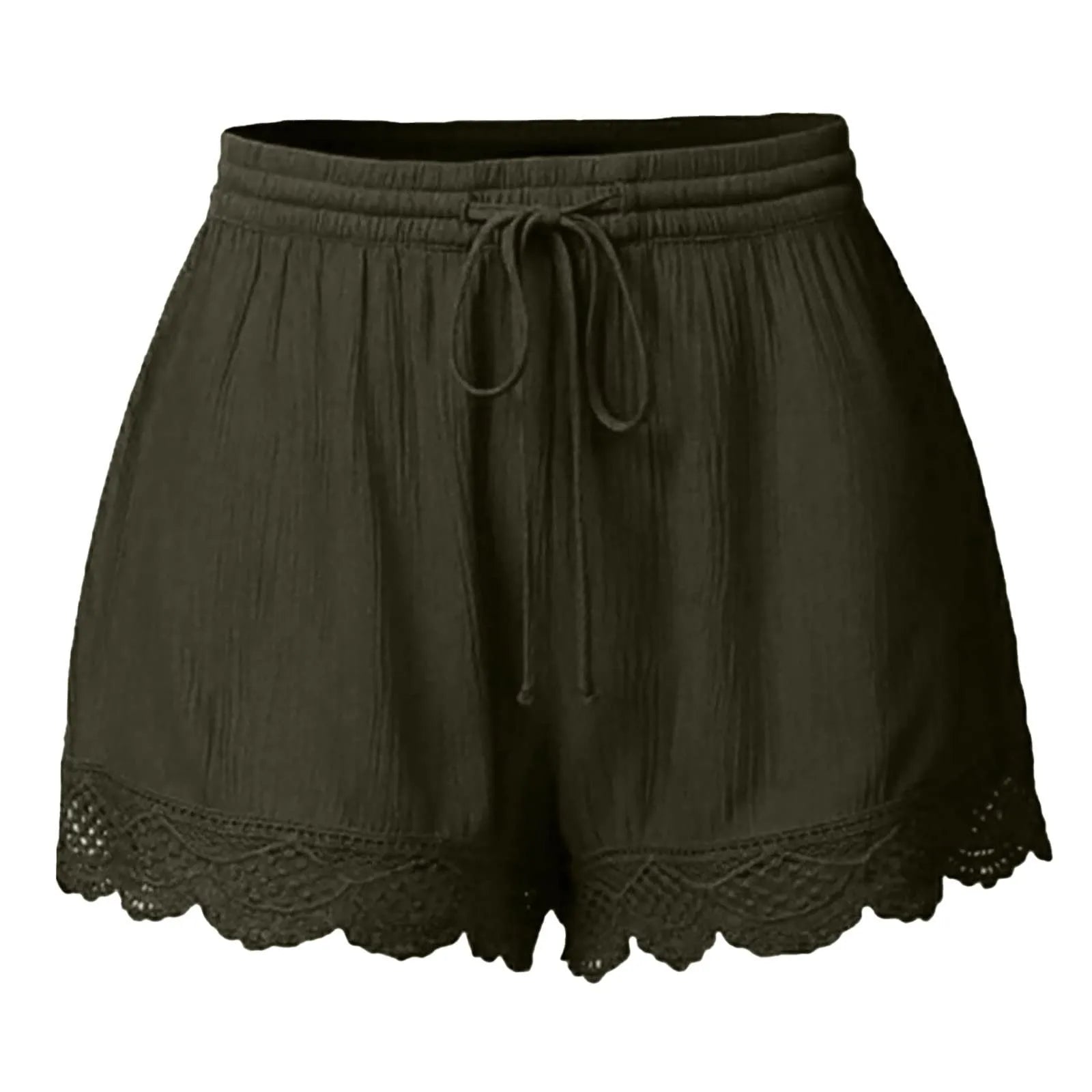 Women Lace Up Shorts Summer Casual Elastic Waist Wide Leg Sweat Fitness Running Short 2024 High Quality Thick Fabric Mini Shorts