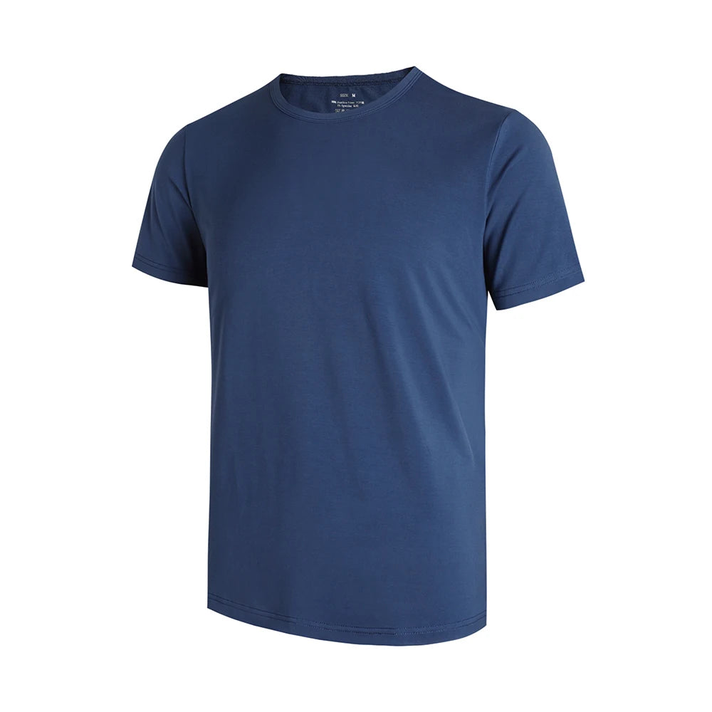 2 PCS Bamboo Fiber Viscose T Shirt For Men Short Sleeve Summer Breathable Tops Tees Plus Size Slim Fit Men's Clothing Running XL