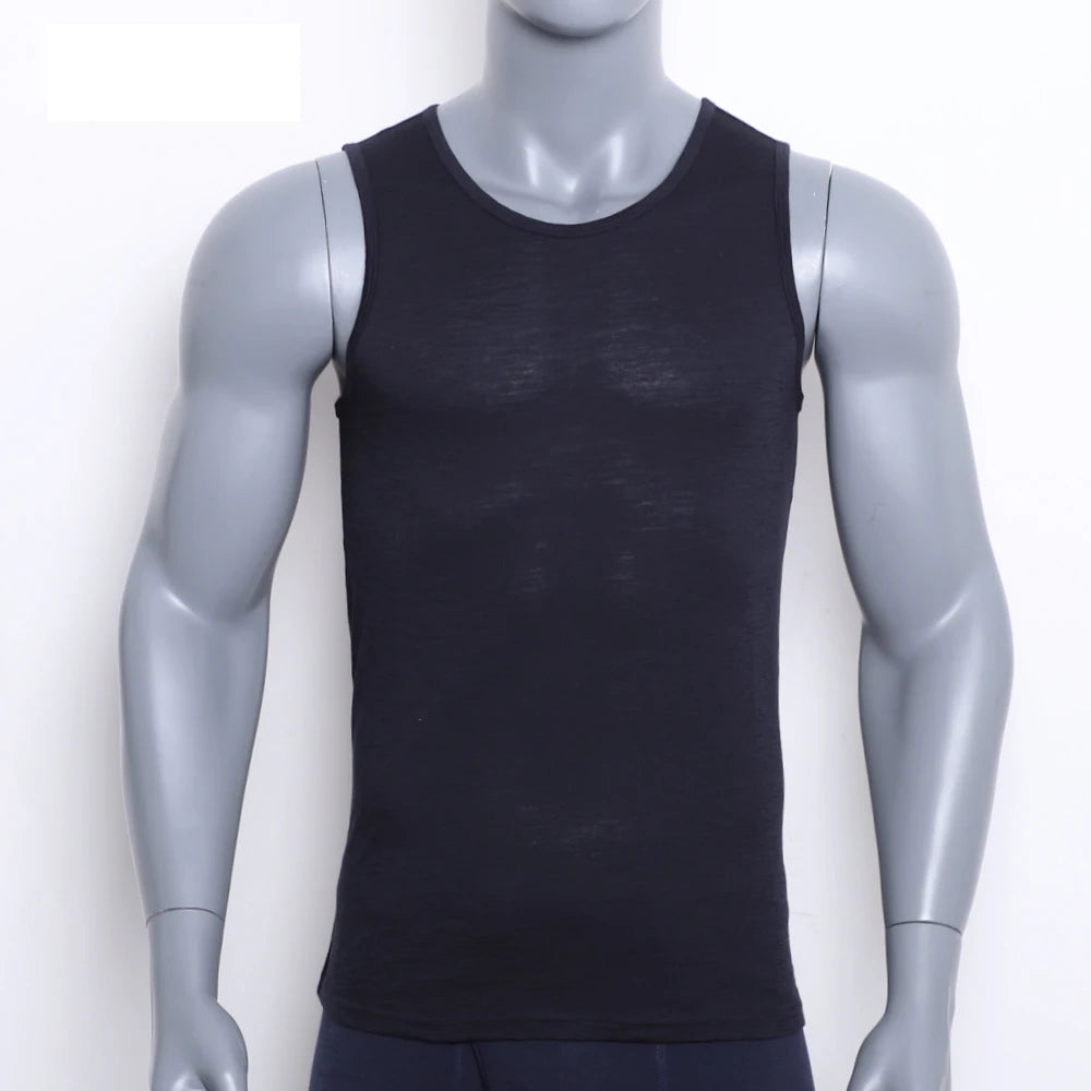 100% Merino Wool Tank Top Men Ultralight Merino Wool Base Layer Tank Tops Men Sleeveless Shirt Wicking Breathable Anti-Odor