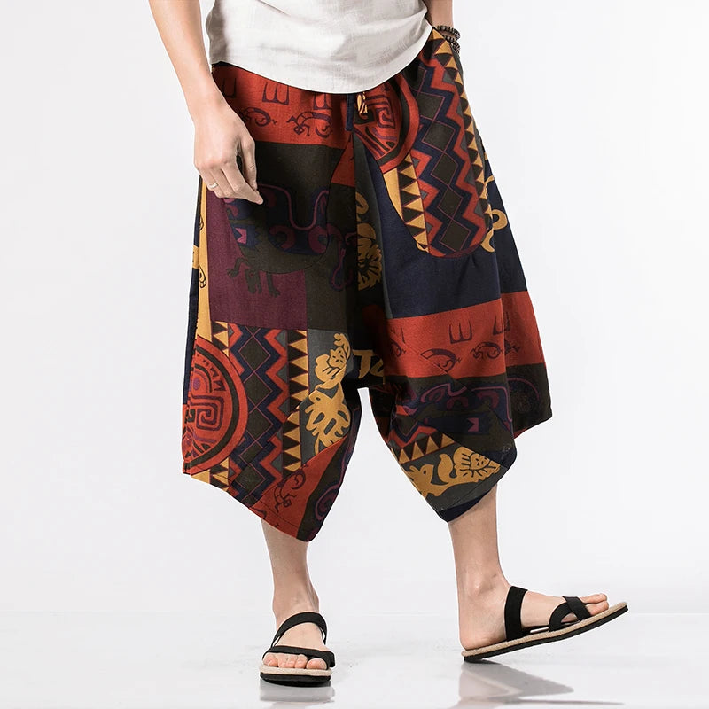 Dropshipping Men Harajuku Harem Pants 2025 Mens Summer Cotton Linen Joggers Pants Male Vintage Korean Style Sweatpants Fashions