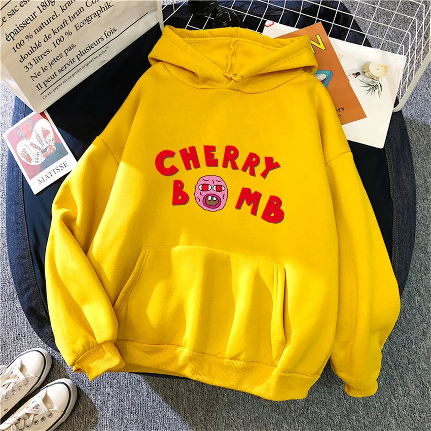 Winter Womens Hoodie The Creator Cherry Bomb Graphic Vintage Hip Hop Sweatshirts Casual Streetwear Unisex Pullover Women Hoodies