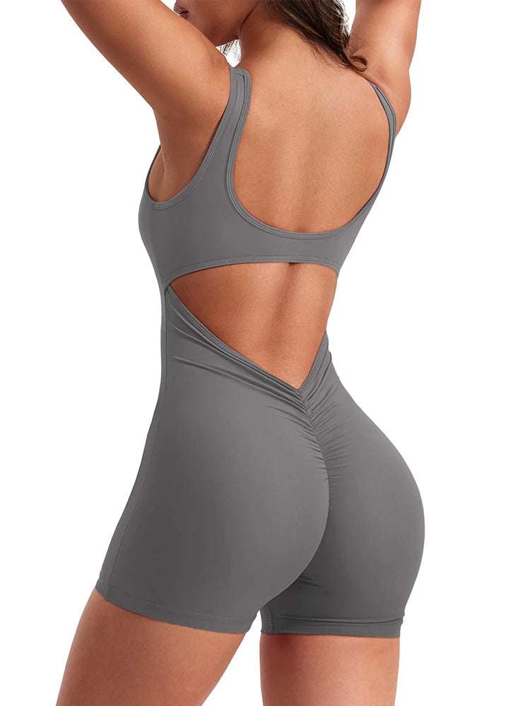 2024 Summer New Women's Yoga One Piece One Piece Vest Sleeveless One Piece Sports Shorts Fitness Sports One Piece