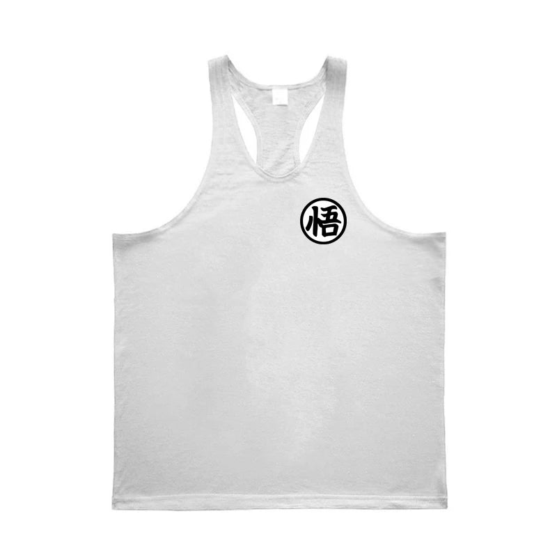 Profession Bodybuilding Stringer Tank Tops Mens Japanese Anime Logo Wu Font Printing Y Back Fitness Gym Clothing Muscle Singlets