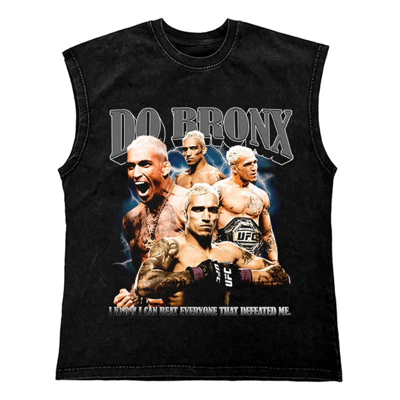 Hip Hop Streetwear T Shirt Men Washed Vest Oversized Cotton Combat Boxing Portrait Graphic Tank Tops 270Gym Tee Top Men Clothing