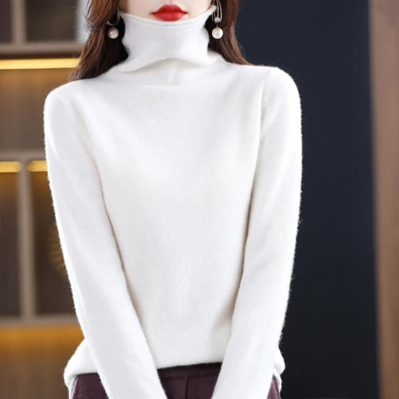 New 100% Merino Wool Turtleneck Cashmere Sweater In Autumn And Winter Women's Casual Knitted Coat Women's Coat Korean Fashion