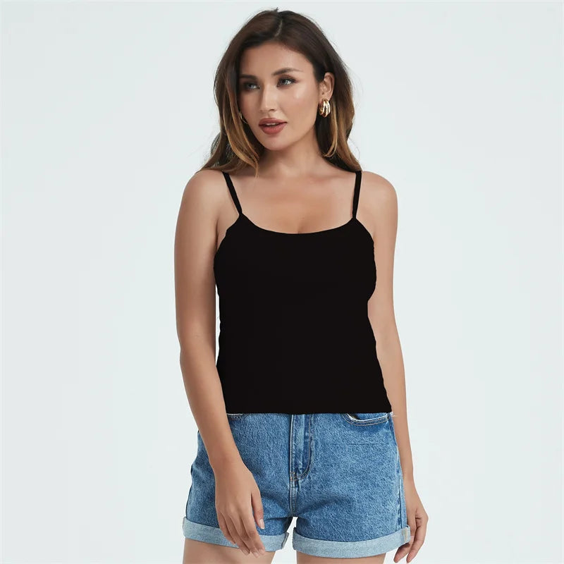 Women Summer Tanks Camis Vest Fashion Casual Sleeveless Cotton elastic Ladies Street Solid Color Tanks Tops Tees Hotsweet B3040