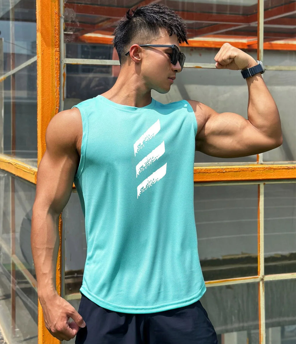 Men Bodybuilding Tank Top Gym Fitness Quick Dry Sleeveless Shirt Sport Training Clothes Male Summer Casual Stringer Singlet Vest