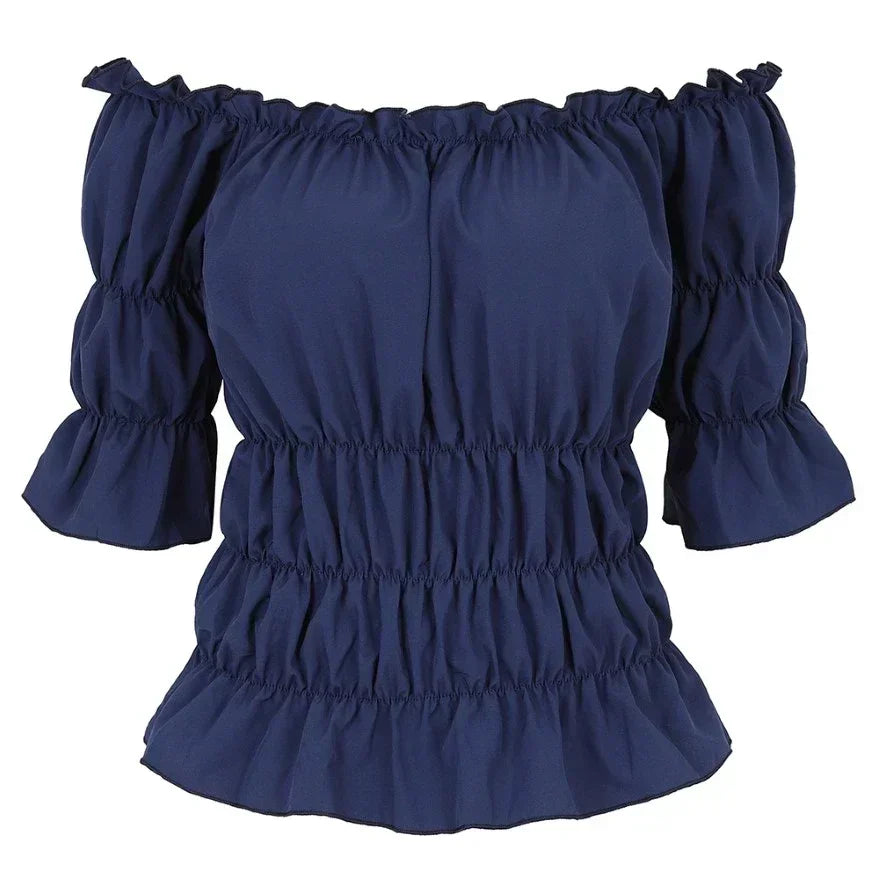 Renaissance Blouse Women Peasant Off Shoulder Short Sleeves Blouses Boho Shirt Medieval Vintage Steampunk Pirate Costume