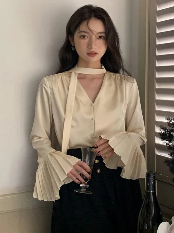 French Elegant Vintage Shirts Office Lady Button Spring Clothing Long Sleeve Loose Casual Korean Fashion Blouse Tees Y2k Tshirts