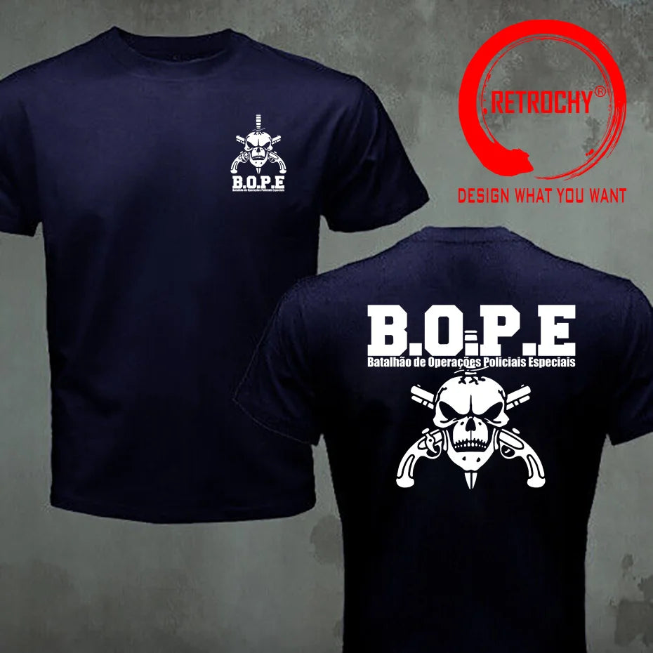 Brazil BOPE Elite Special Force T Shirt Black Beige White Cotton O-Neck Summer Short Sleeve Casual Mens T-shirt Plus Size S-6XL