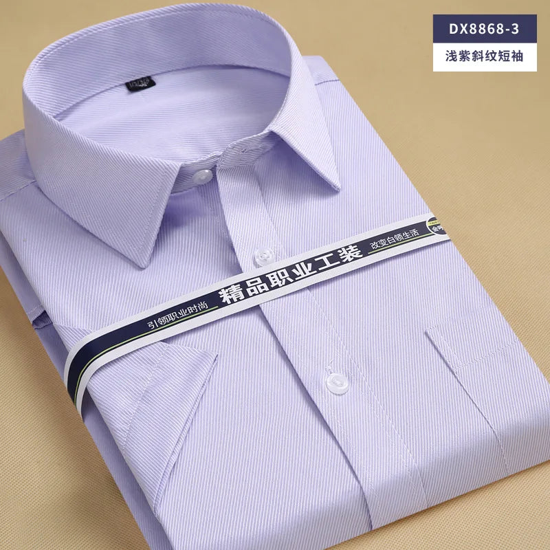 6XL7XL8XL men's short-sleeved shirt Spring/Summer thin Business casual high quality no-iron fashion cotton plus-size solid color