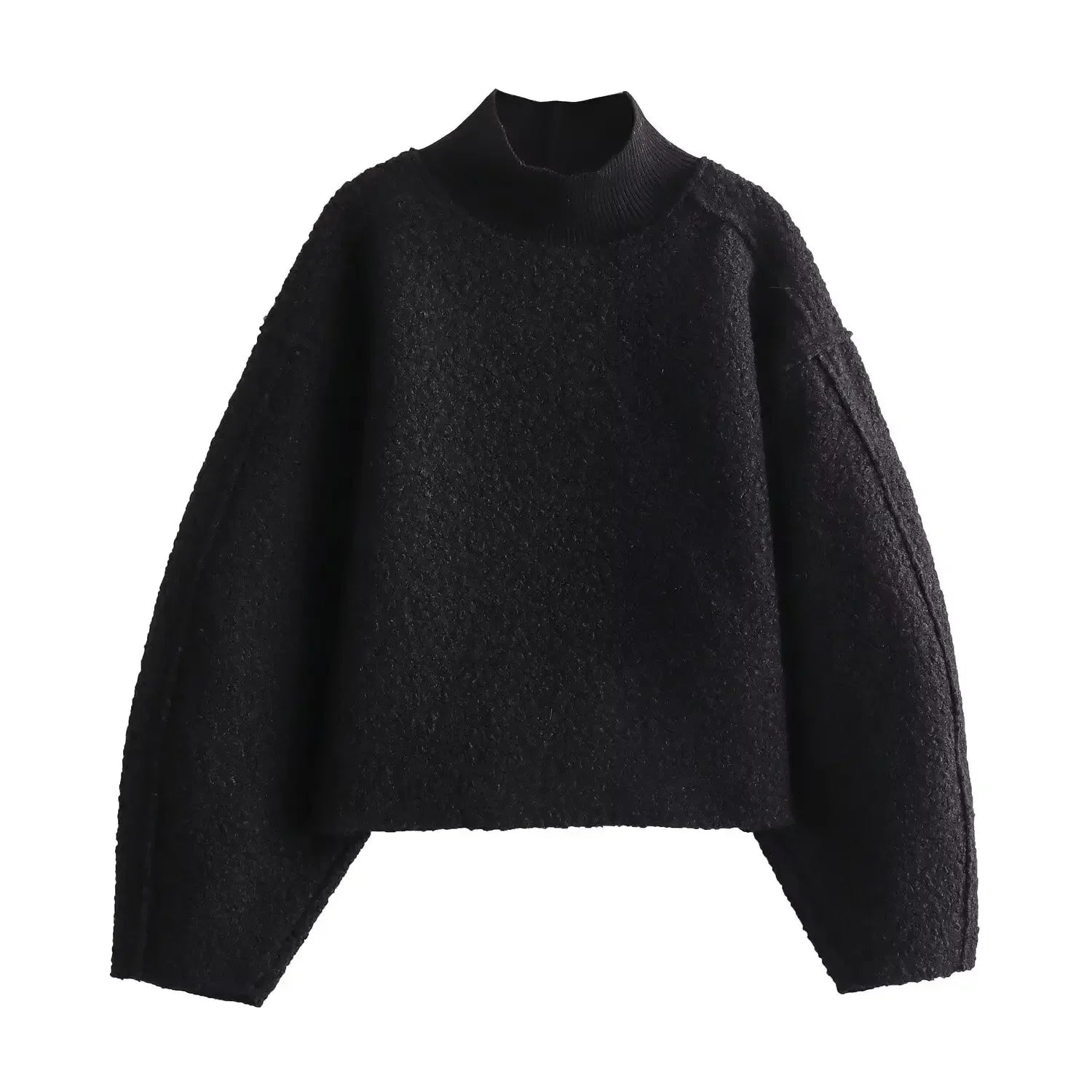 TRAF Women Fashion Autumn Winter 2024 New Loose Solid Color Long Sleeved Stand Collar Pullover Top Chic Female Sweatshirt