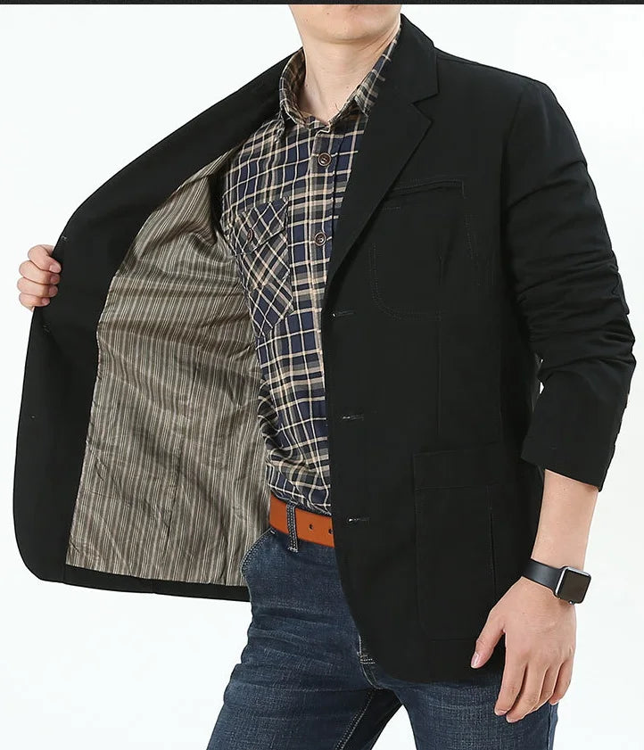 Men Blaze Suit Jacket ,Casual Blazers Cotton Loose Jackets ,Oversized Male Outerwear