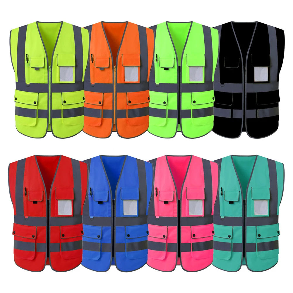 Size S-4XL Hi Vis Road Working Vest Outdoor Motorcycle Cycling  Waistcoat Clothing Workwear Jacket