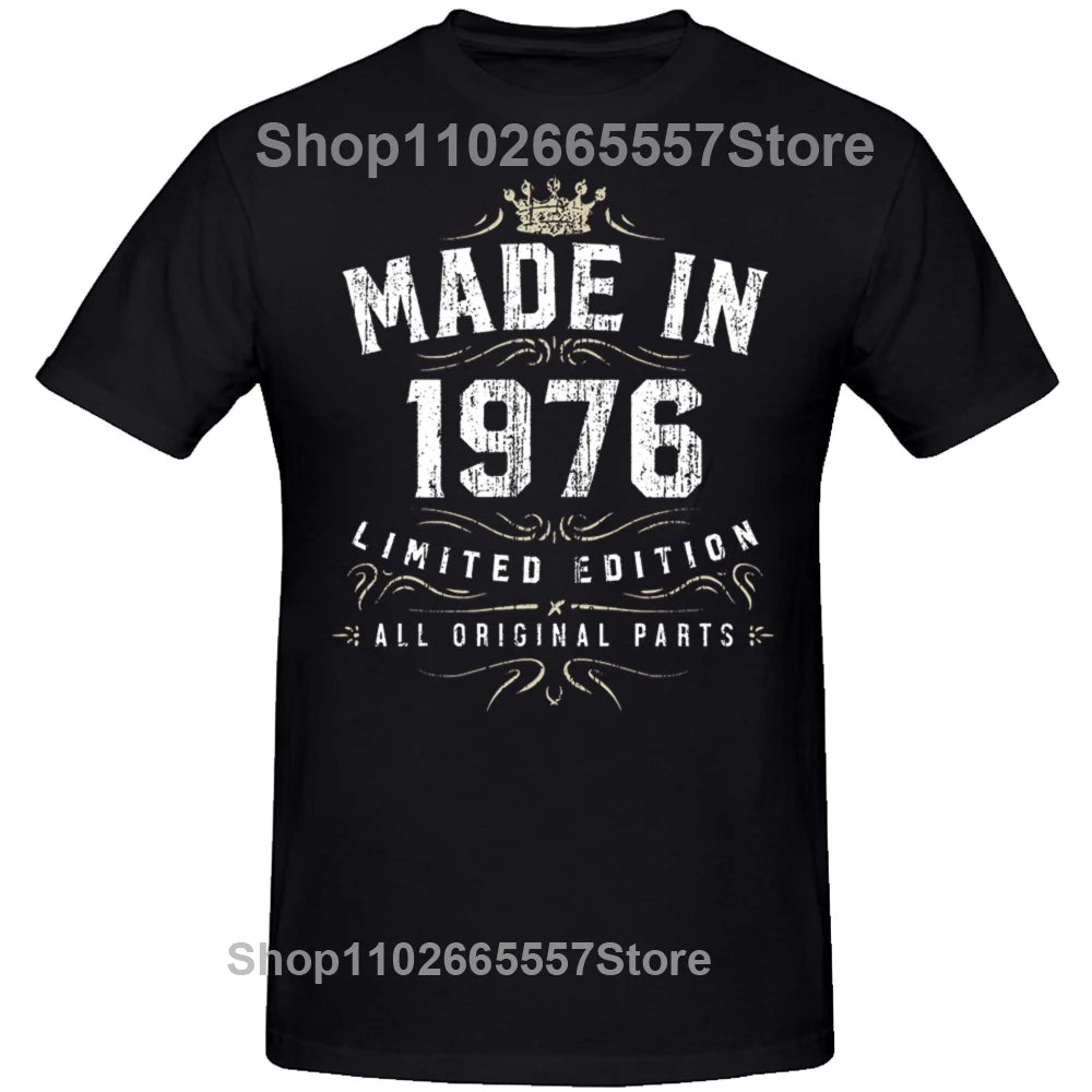 Funny Made In 1976 All Original Parts Birthday 1976 Limited Edition T Shirts Streetwear Short Sleeve Birthday Gifts T-shirt Men