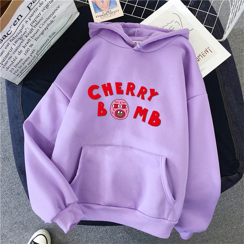 Winter Womens Hoodie The Creator Cherry Bomb Graphic Vintage Hip Hop Sweatshirts Casual Streetwear Unisex Pullover Women Hoodies