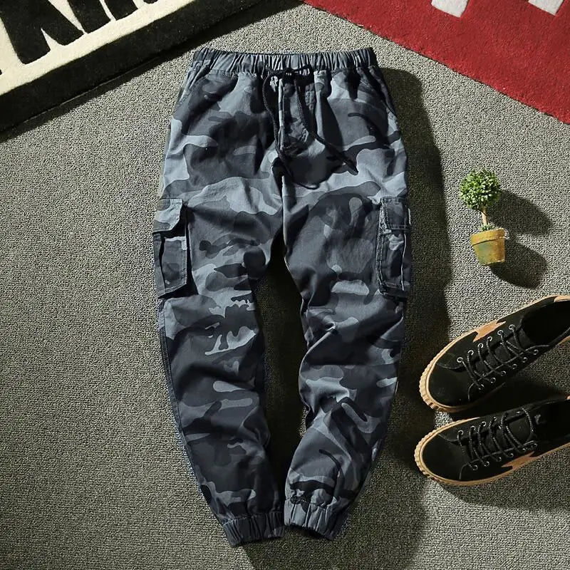 Camouflage Cargo Pants Men Cotton Streetwear Korean Hip Hop Joggers 7XL Loose Fit Casual Trousers Multi-Pockets Elastic Waist