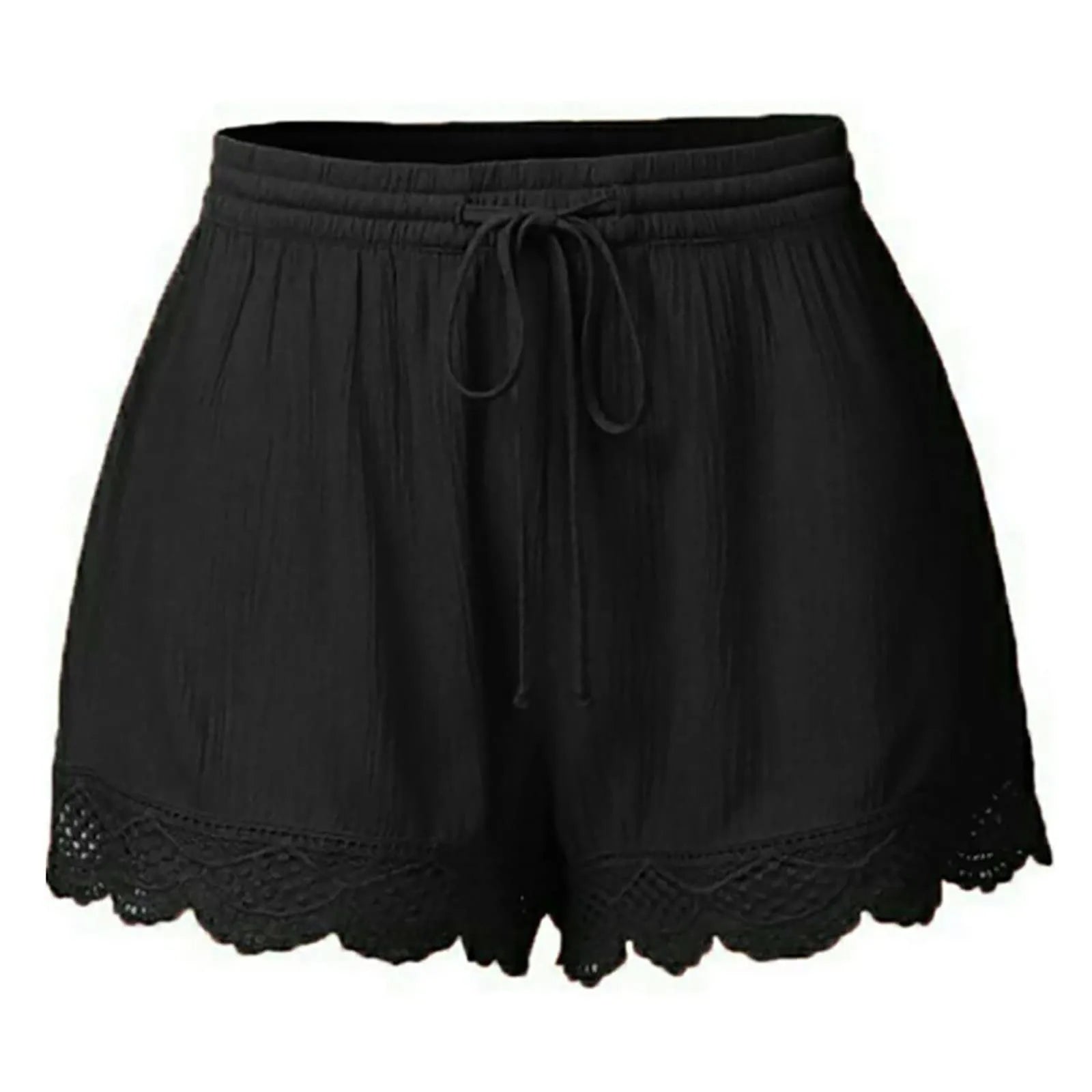 Women Lace Up Shorts Summer Casual Elastic Waist Wide Leg Sweat Fitness Running Short 2024 High Quality Thick Fabric Mini Shorts