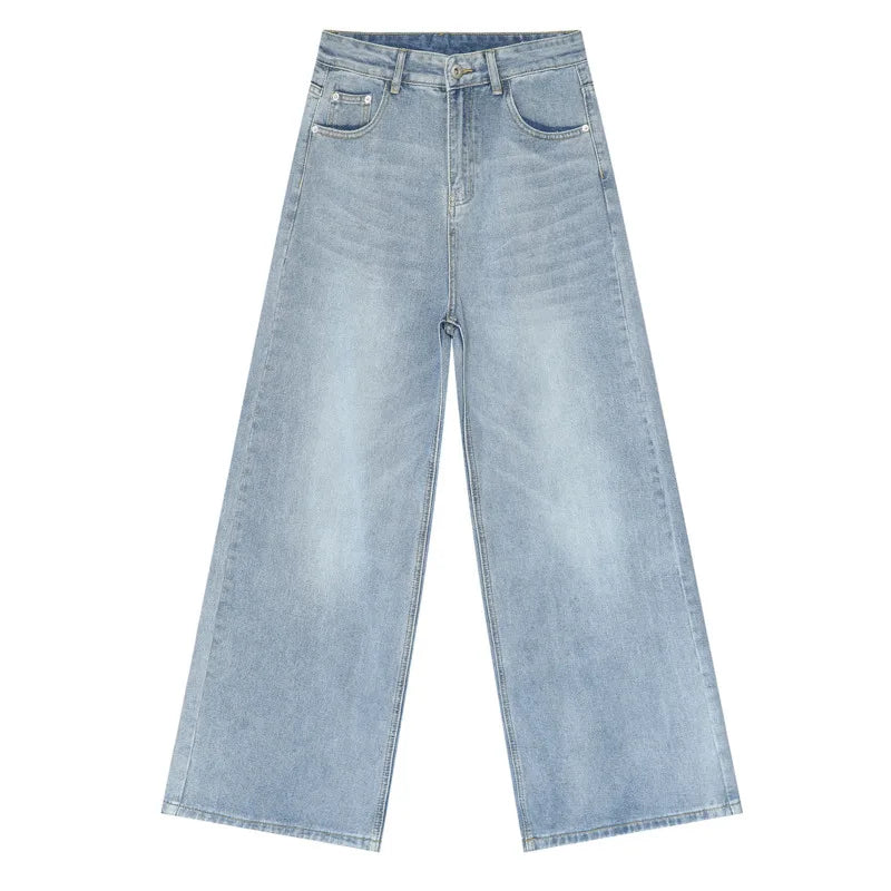 IEFB Worn Out Male Jeans Vintage Gradient Color Men's Wide  Leg Pants High Street Pockets Men Denim Straight Trousers New 9C4510
