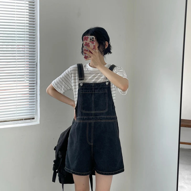 Blue Denim Shorts Female 2023 Summer Loose Wide Leg Shorts Korean Jumpsuit Shorts For Women