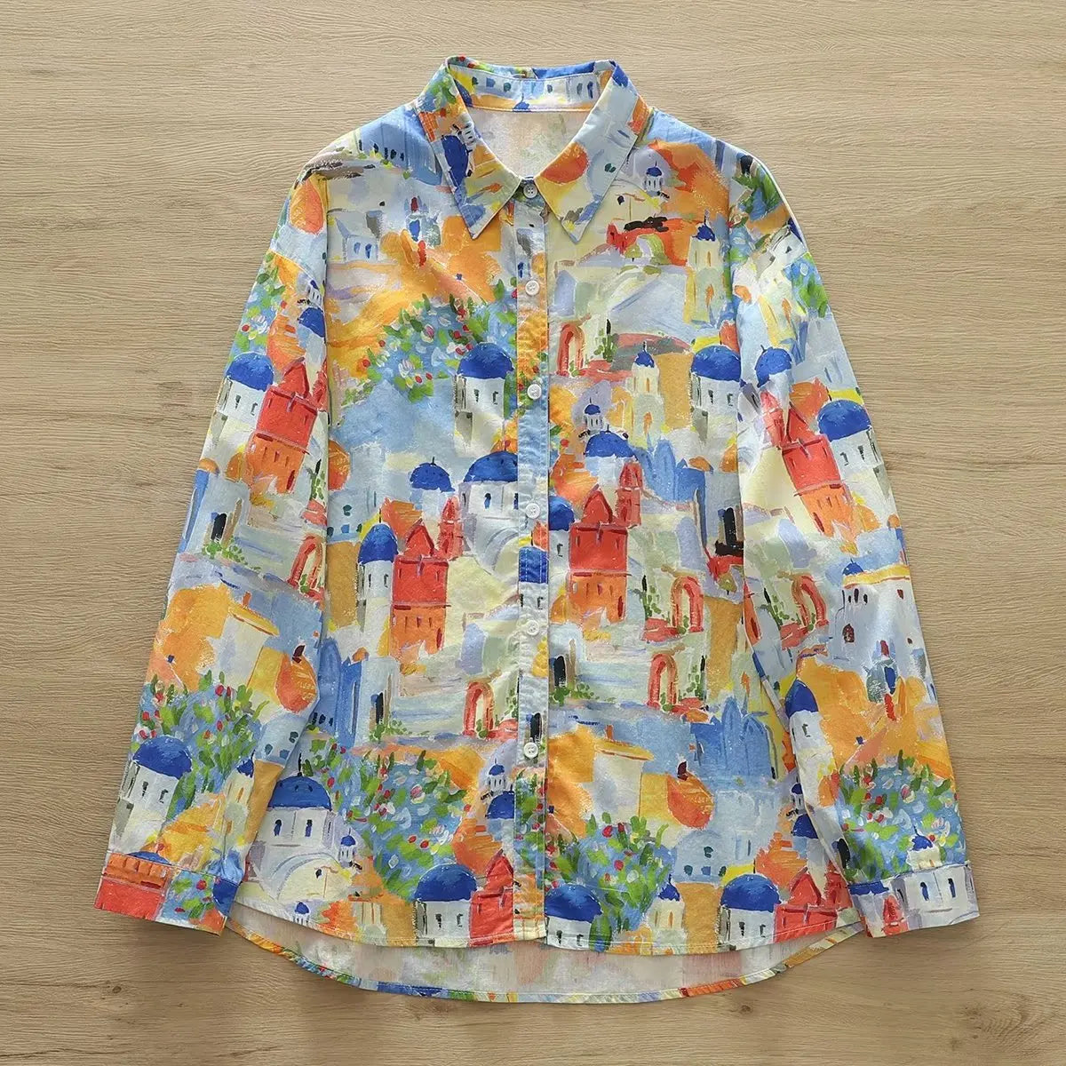 Fashion Women Printed Shirts Cotton Casual Blouses and Tops 2024 New Loose Style Exquisite Lady Long Sleeve Shirt Female Clothes