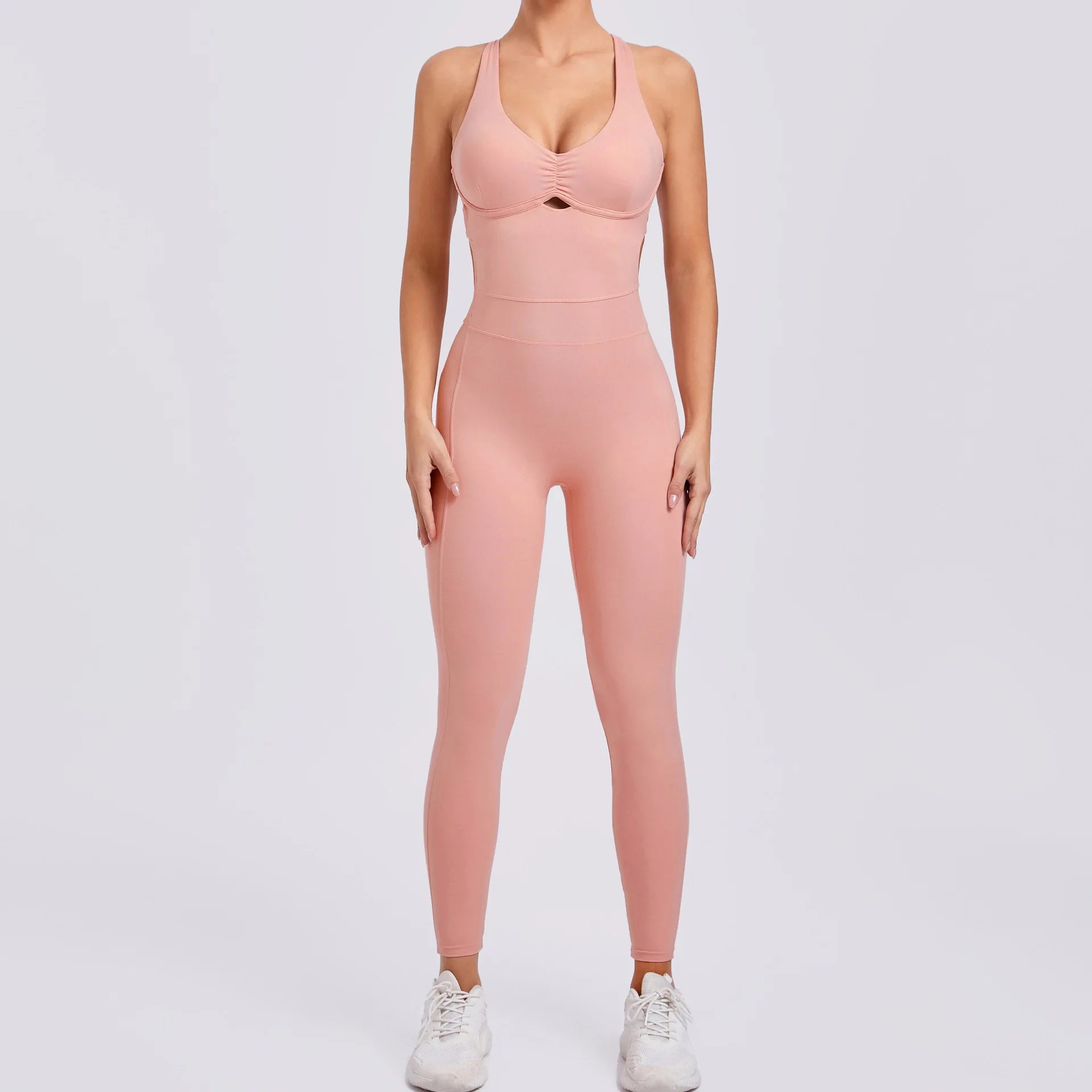 QYJNG Sport Bodycon Jumpsuits Women Sportswear One Piece Yoga Set Hollow Cross Backless Gym Fitness Overalls Training Outfit New