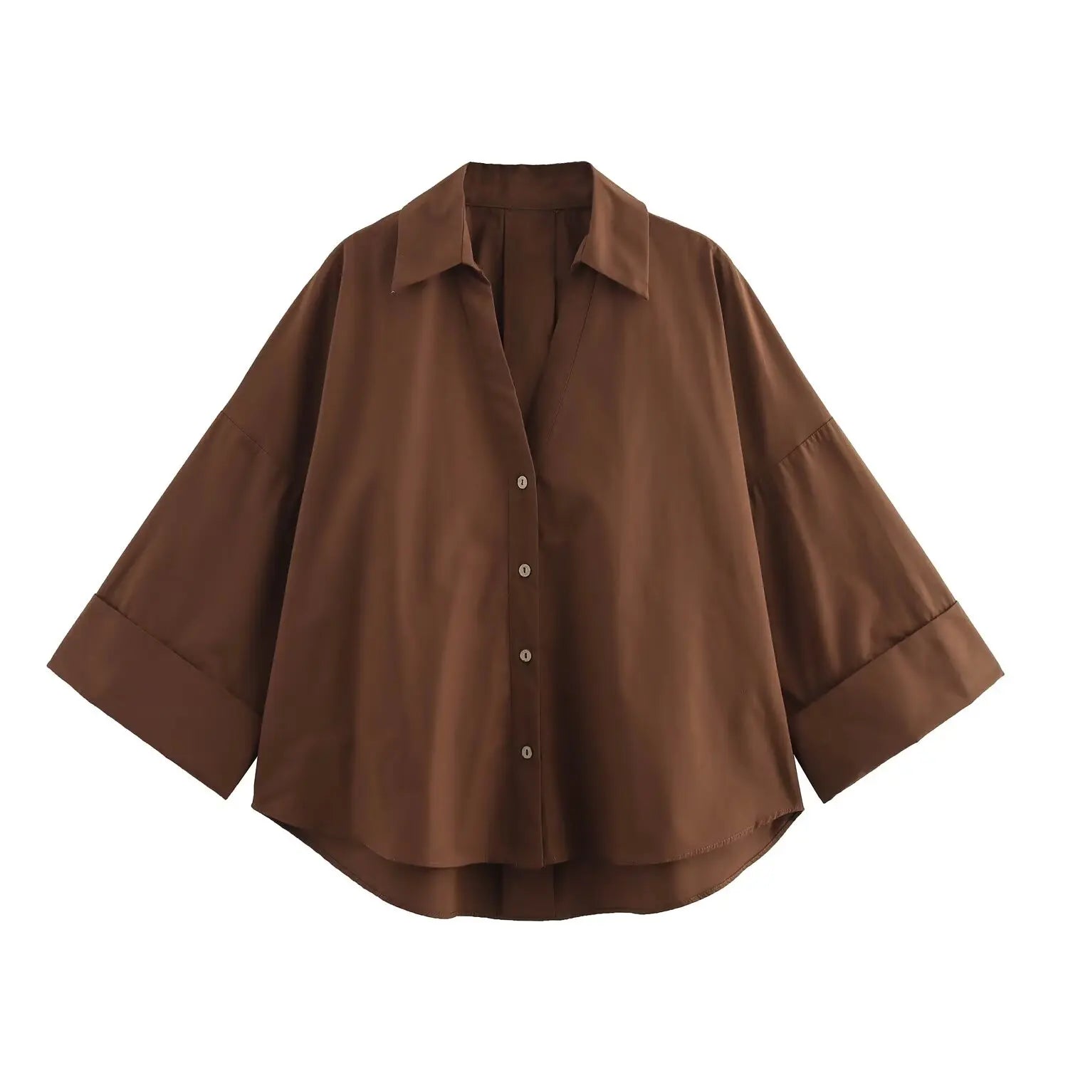 UNIZERA Women's Shirt Simple Wide Sleeve Comfortable Long Sleeve Collar Solid Color Temperament Spring New Style Shirt