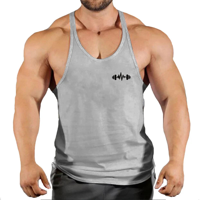 Brand Gym Stringer Tank Top Men Bodybuilding Clothing Cotton Sleeveless Shirt Man Fitness Vest Singlet Sportwear Workout Tanktop