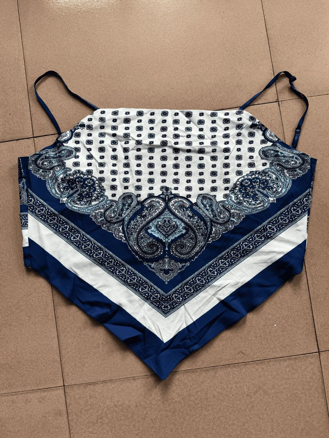 Stylish Printed Lace-Up Vest & Pants Two-Piece Set Summer Satin Print Women Casual Sling Lace Up Top Wide Leg Pants 2 Piece Set