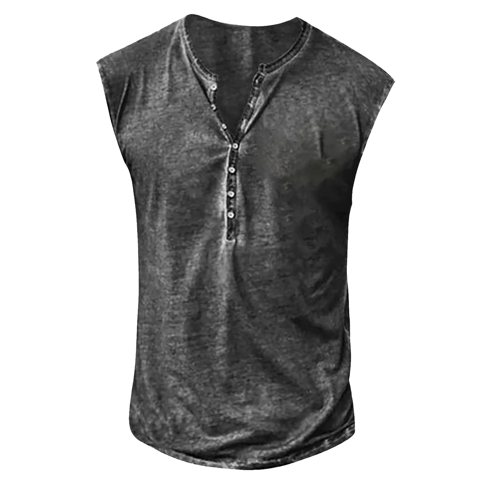 Men’s Summer Washed Fabric Surf Beach Cool Top Large Size Casual Breathable Sleeveless Top Loose Printed Tank Top With Buttons