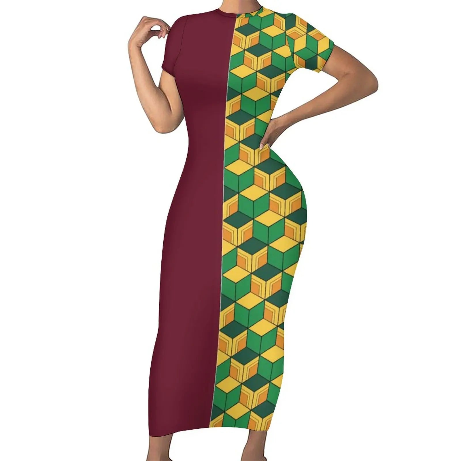 Nezuko Kamado Pink Bodycon Dress Woman Kimetsu No Yaiba Anime Demon Slayer Kawaii Maxi Dresses Holiday Aesthetic Print Dress