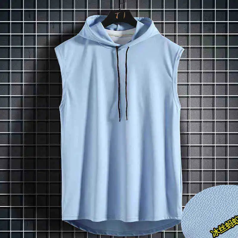 2024 Loose Tank Top Hooded Solid Round Sleeveless Head Temperament T-shirt Large Top Hot Selling in Southeast Asia