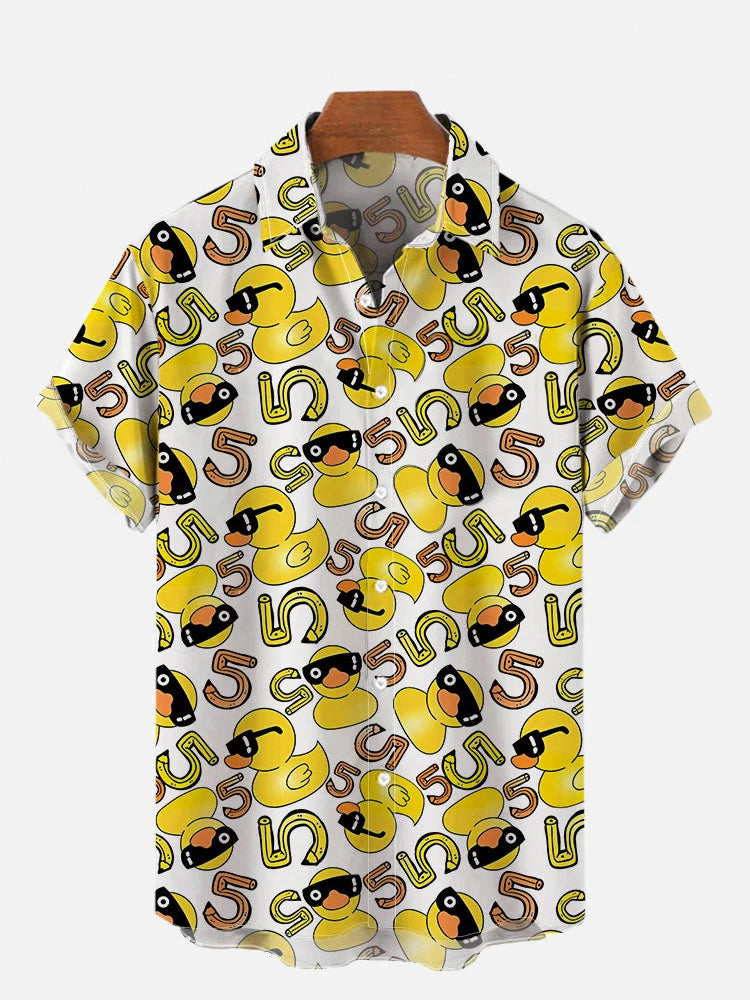 Unisex Men's Cosplay Shirts 3D Prints Splicing Cartoon Cute Duck Printing Short Sleeve Shirt Fashion Hawaiian Shirts For Men