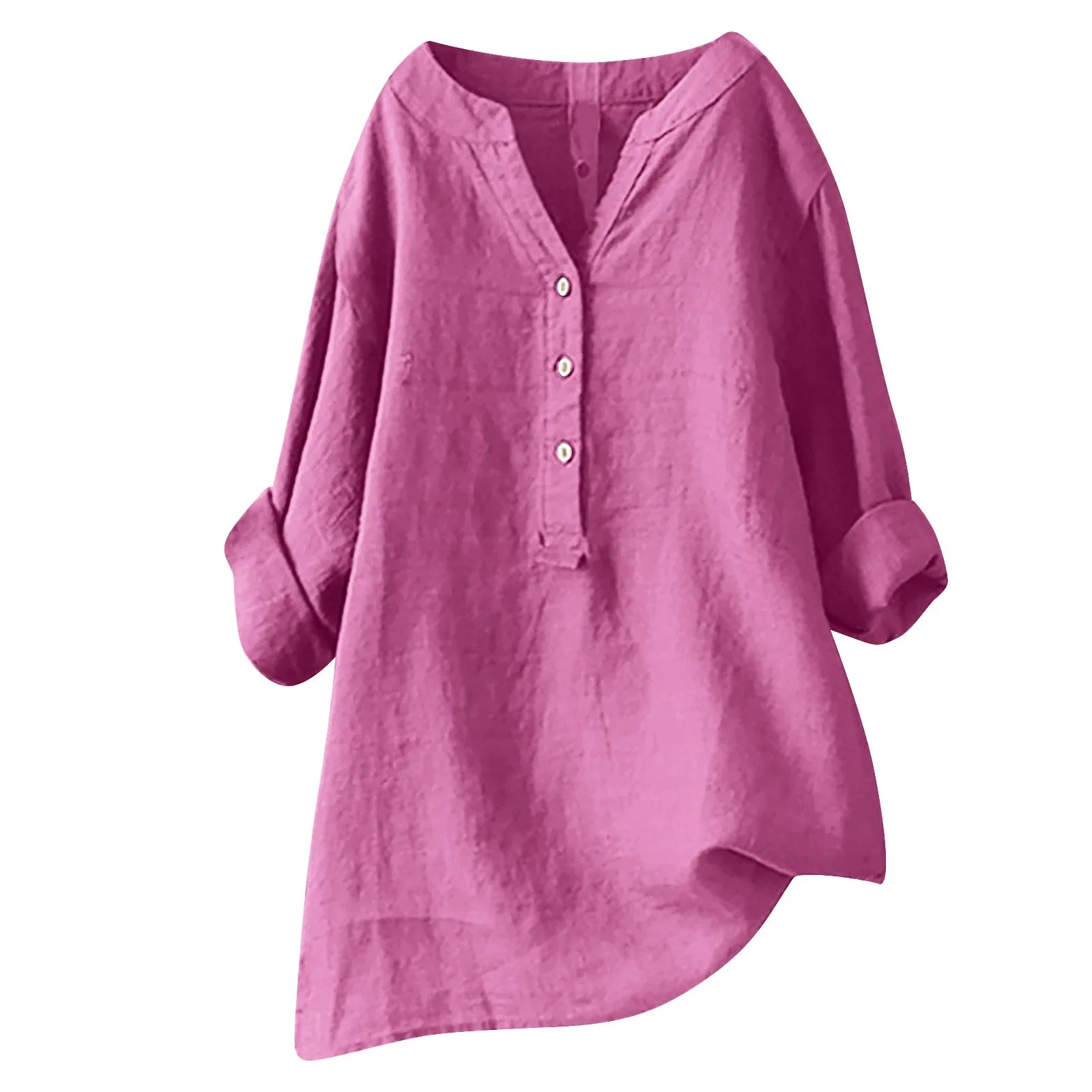 2025 Vintage Cotton Linen Shirts for Women Spring Summer Casual Loose Long Sleeve Shirt Ladies Oversize V-neck Blouse Tunic Tops