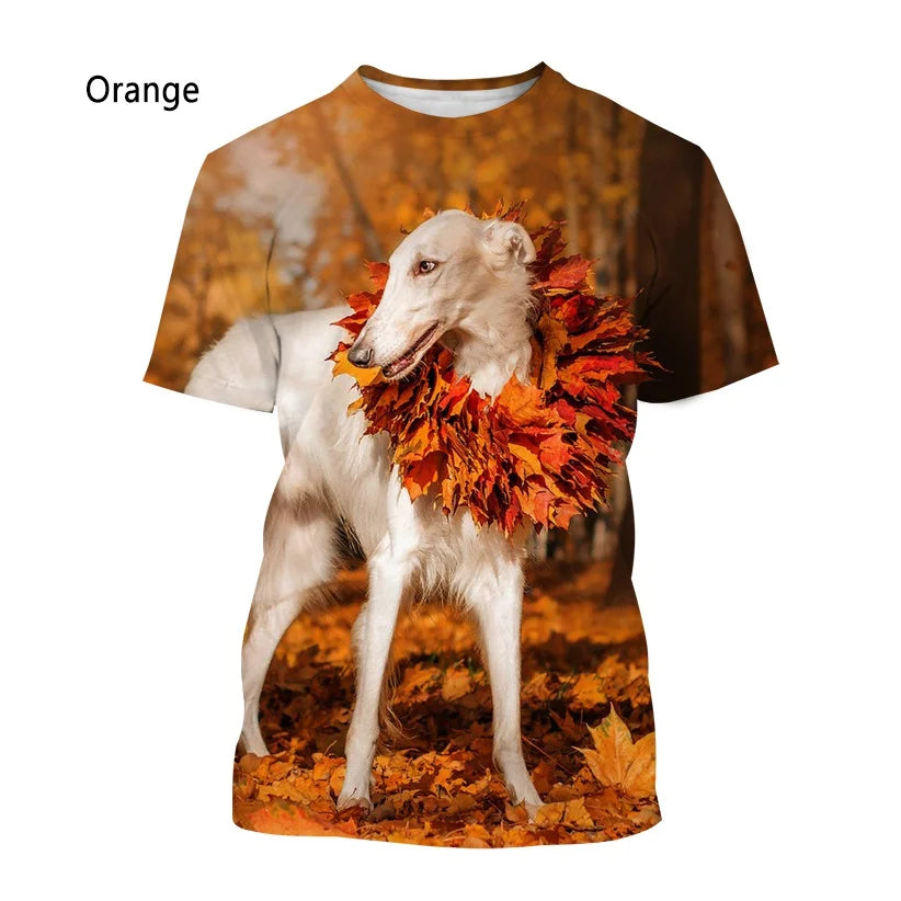 New Fashion Animal Greyhound 3D Printing T-shirt Men's and Women's Summer Casual Short-sleeved Round Neck Dog Shirt Tops