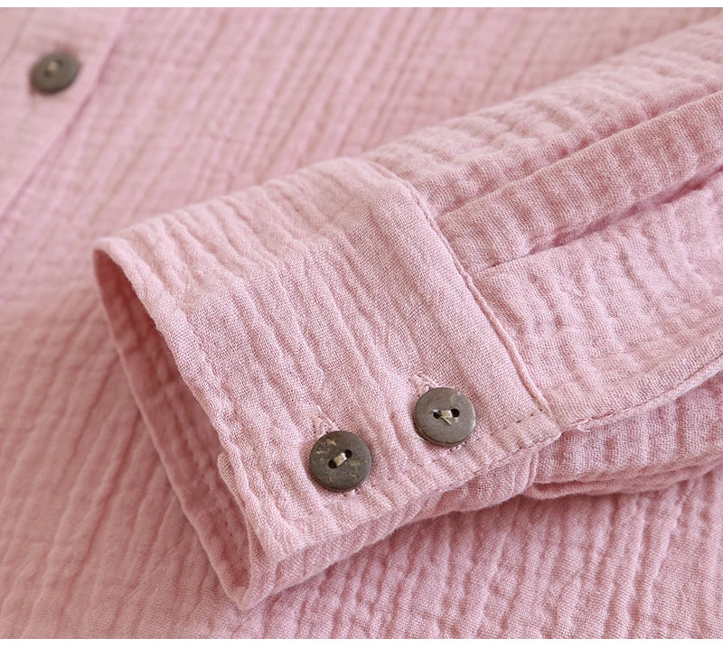 Chic 100% Cotton Shirts And Blouses Casual Button Up Long Sleeve Tops Spring Autumn Women'S Shirt All Match Chemise Femme