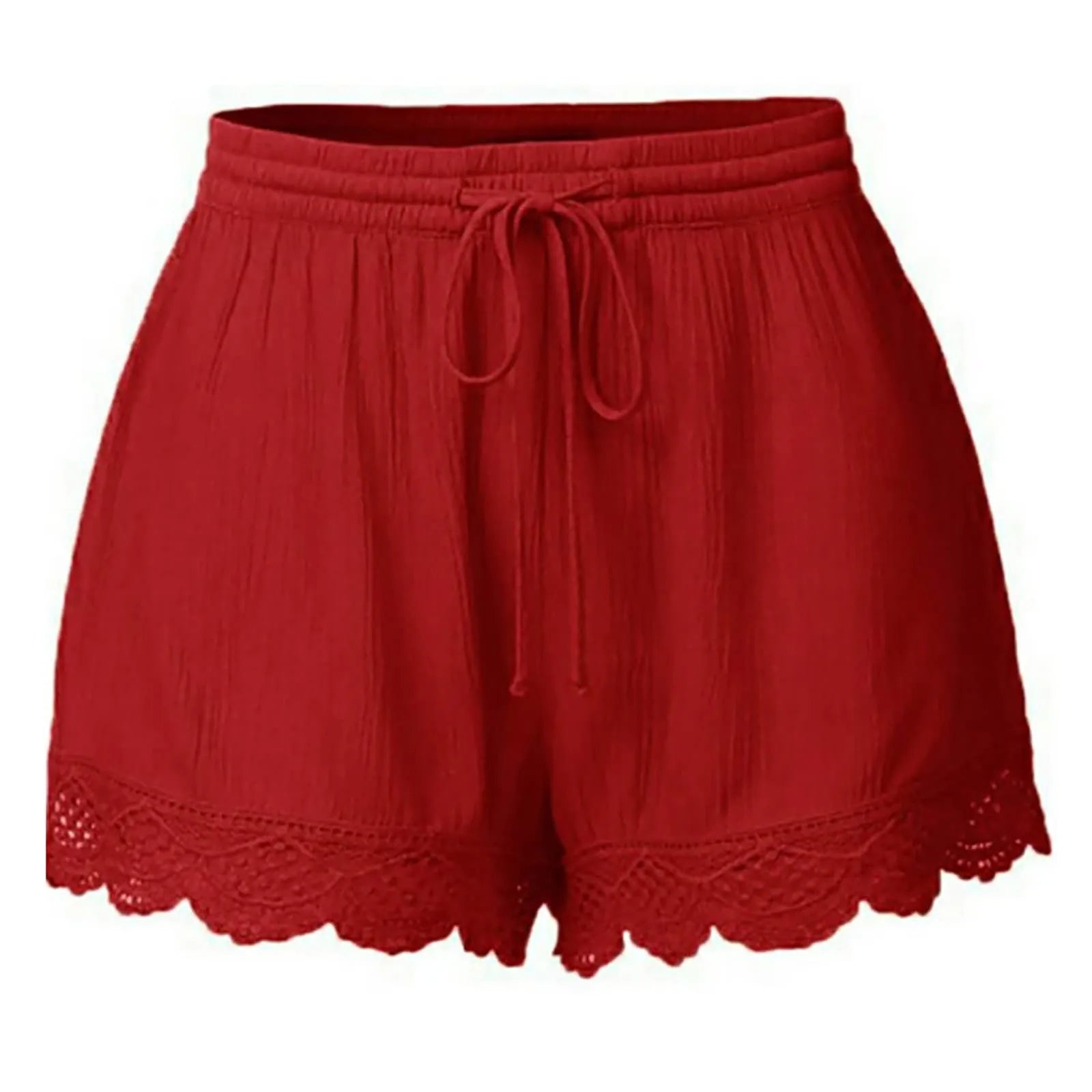 Women Lace Up Shorts Summer Casual Elastic Waist Wide Leg Sweat Fitness Running Short 2024 High Quality Thick Fabric Mini Shorts