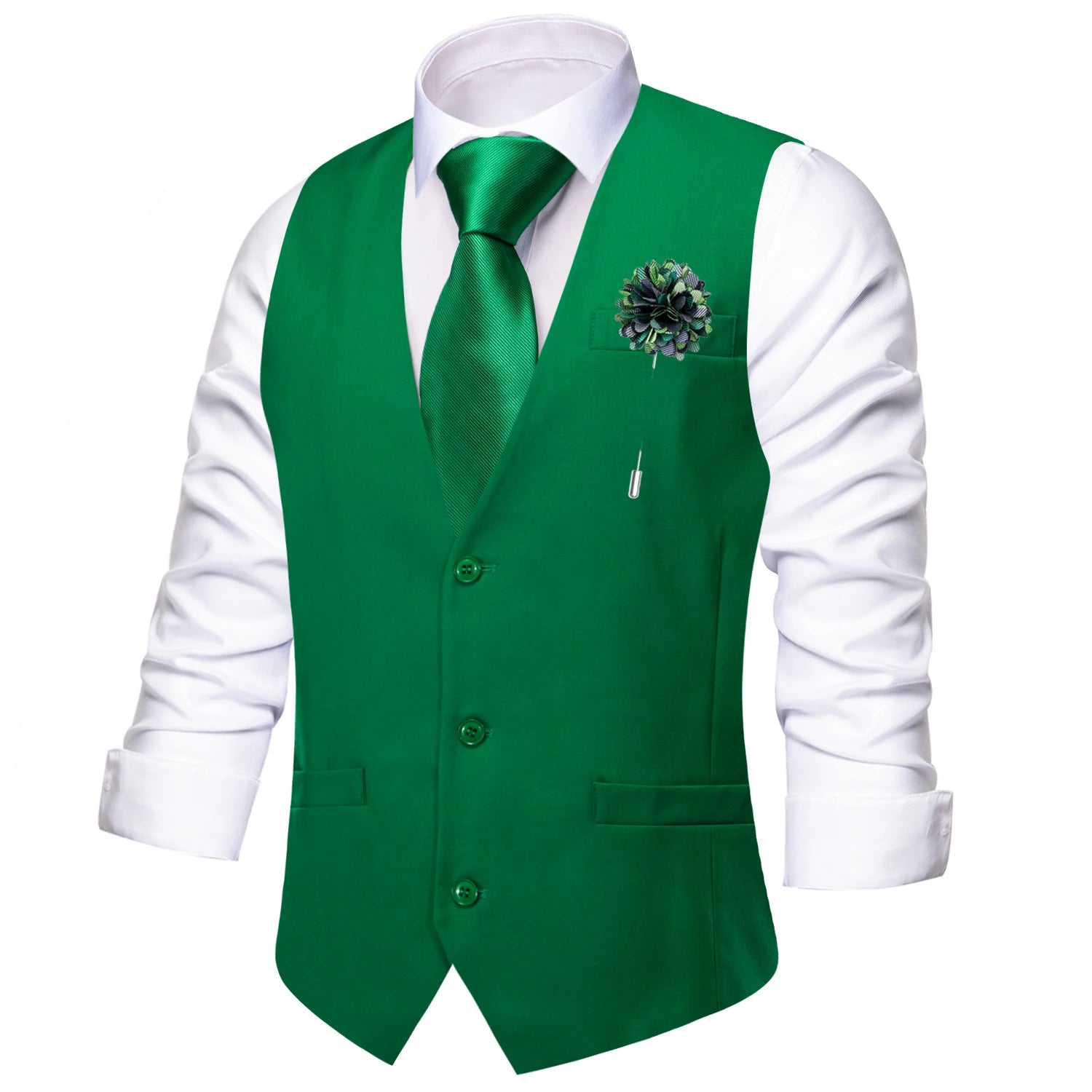 Hi-Tie Sky Blue Men's Silk Vest New Solid Slim Waistcoat Neck Tie Hanky Cufflinks Brooch Set for Men Suit Wedding Party Designer