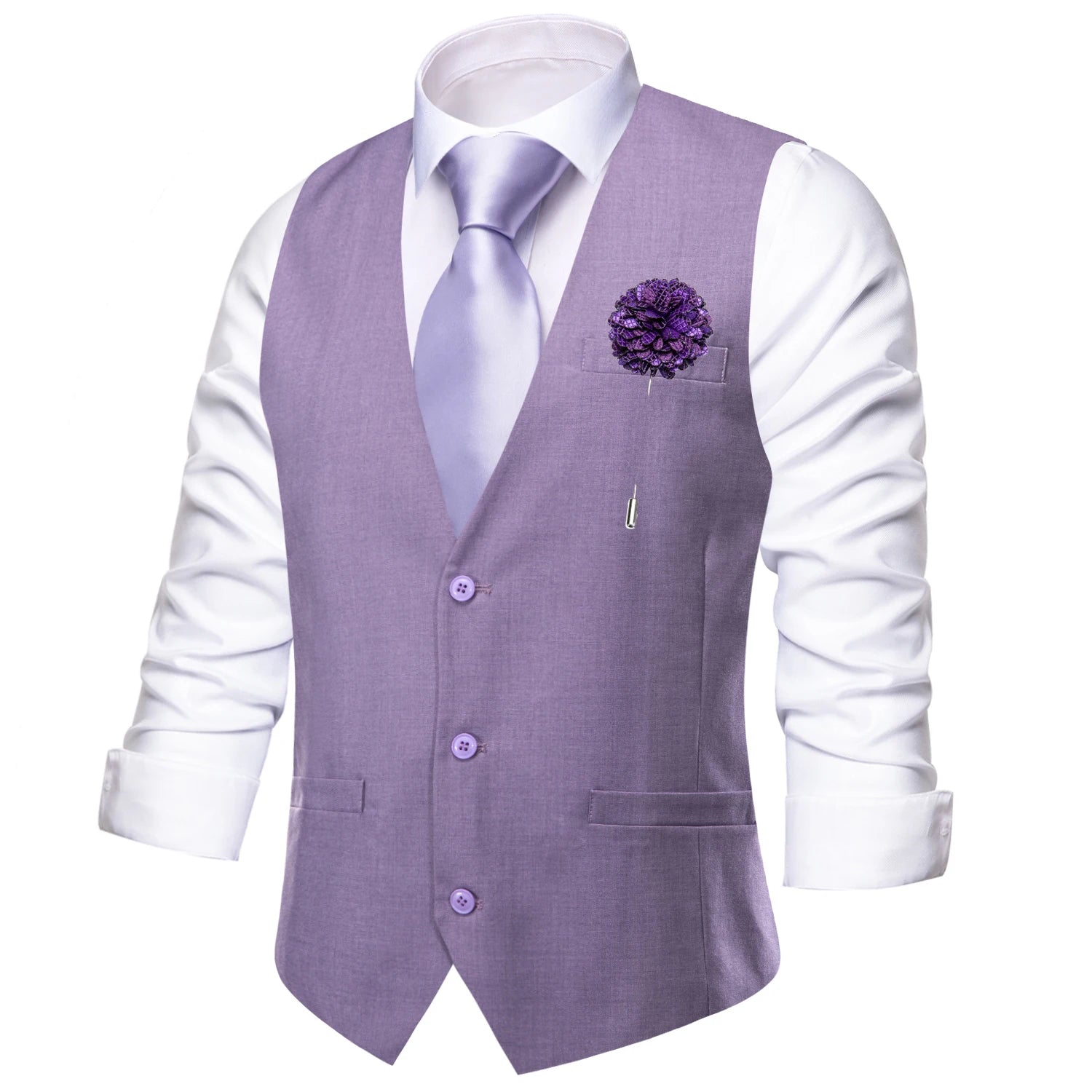 Hi-Tie Sky Blue Men's Silk Vest New Solid Slim Waistcoat Neck Tie Hanky Cufflinks Brooch Set for Men Suit Wedding Party Designer