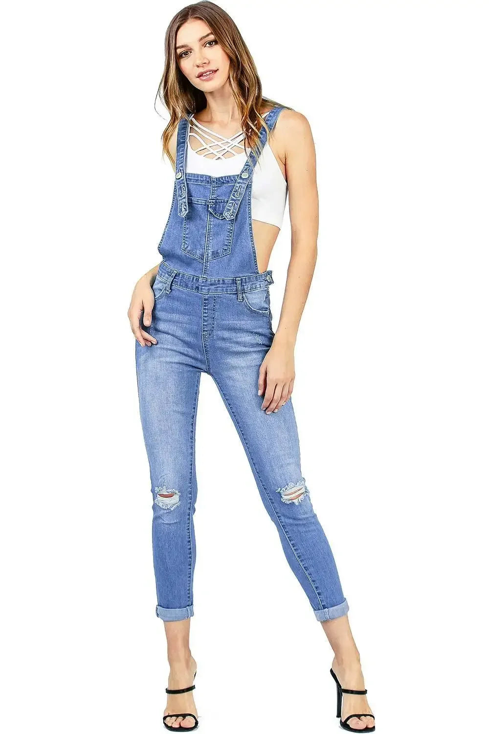 Summer Denim Jumpsuit Women Overall Rompers Jeans Pants Casual Hole Trousers Female High Waist Slim Denim Jeans Pencil Pants