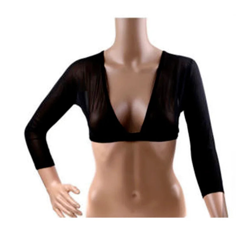 2022 New Women Lace Vest Sheer Mesh Seamless Arm Shaper Slimming Short Cropped Top V-Neck Hollow CardiganAcces Plus Size S-3XL